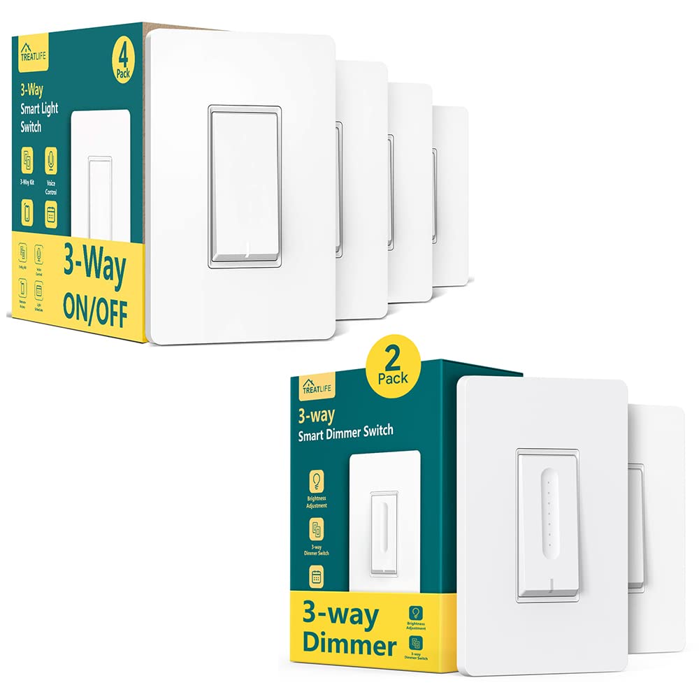 3 Way Smart Dimmer Switch 2 Pack+3 Way Smart Switch 4 Pack