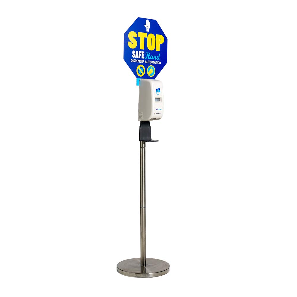 Sicurezza Pulito 3965 Pilastro del pavimento in acciaio inox con dispenser automatico per gel di igienizzazione a mano