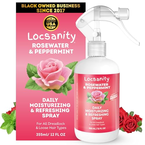 Loc Spray - Locsanity Daily Moisturizing Rosewater & Peppermint Spray for Locs, Dreadlocks -...