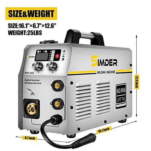 Ssimder Mig Welder 250 Gas Gasless Mig Welding Machine 110V/220V Dual Voltage Flux Core Welder Mig/Mag/Tig/Arc 4 In 1 Igbt Inverter Welder… #TOP4