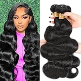 Ruola 15A Human Hair Bundles 16 18 20 Inch 100% Unprocessed Brazilian Virgin Hair Glossy Quick Weave Body Wave 3 Bundles Deals Natural Black Extensions