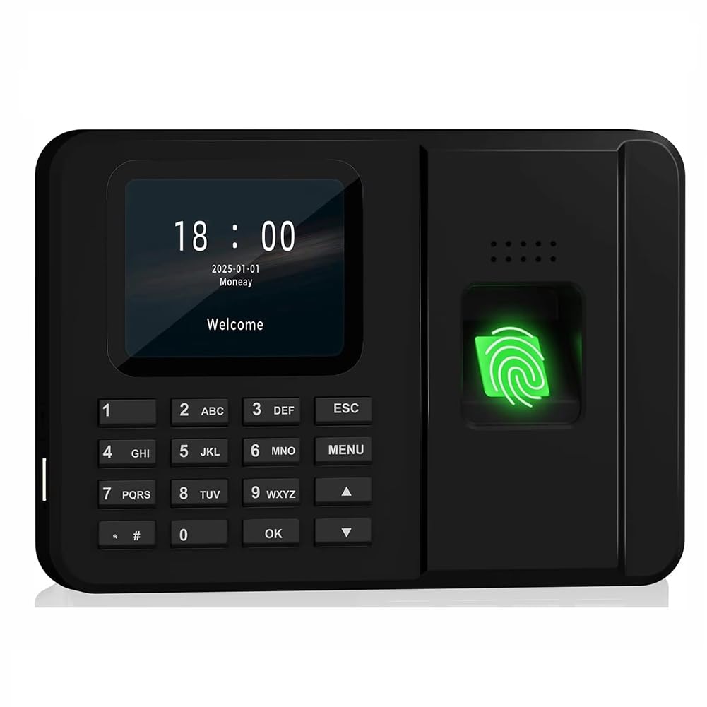 Fingerabdruck-Zeiterfassungssystem mit Biometrischer Zeiterfassung, Mitarbeitertastatur, Elektrischer Zeiterfassungsapparat für Unternehmen, EU-Stecker