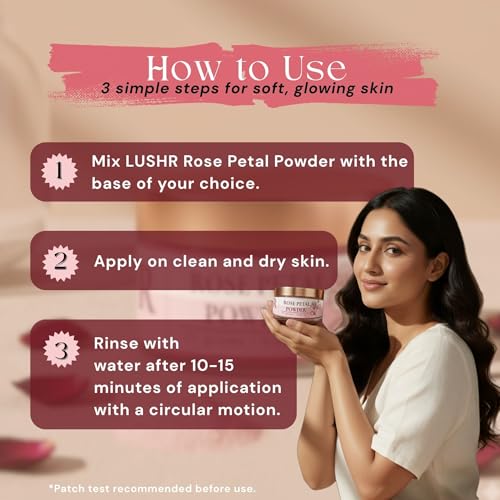 Image of LUSHR Rose Petal Powder - 25g | Antioxidant Support To Revitalize Skin Health | 100% Pure & Natural | Rose Powder for Face Mask, Tanning & Glowing Skin.