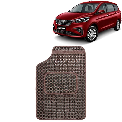 Image of Kingsway Dotted Design Car Floor Foot Mats Universal Fit for Maruti Suzuki Ertiga, Model Year : 2018-2022, Water and Dustproof, Color Brown, Set of 5 Pieces