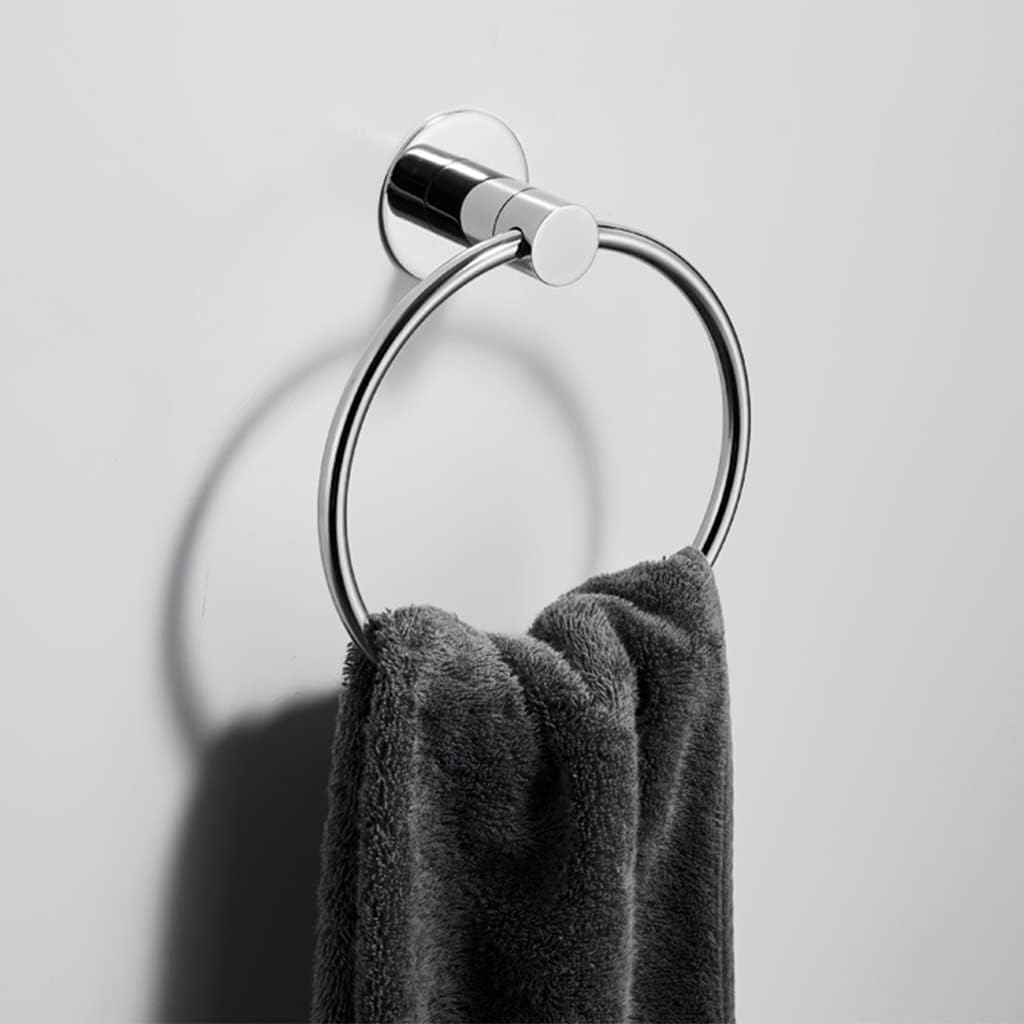 Bathroom Bath Towel Holder, Hand Towel Ring, Nordic Towel Ring, Simple Gold Full Copper Round Wall Hanger, Hand Towel Holder, Wall Mounted,Black Gold-No Punching (Silver