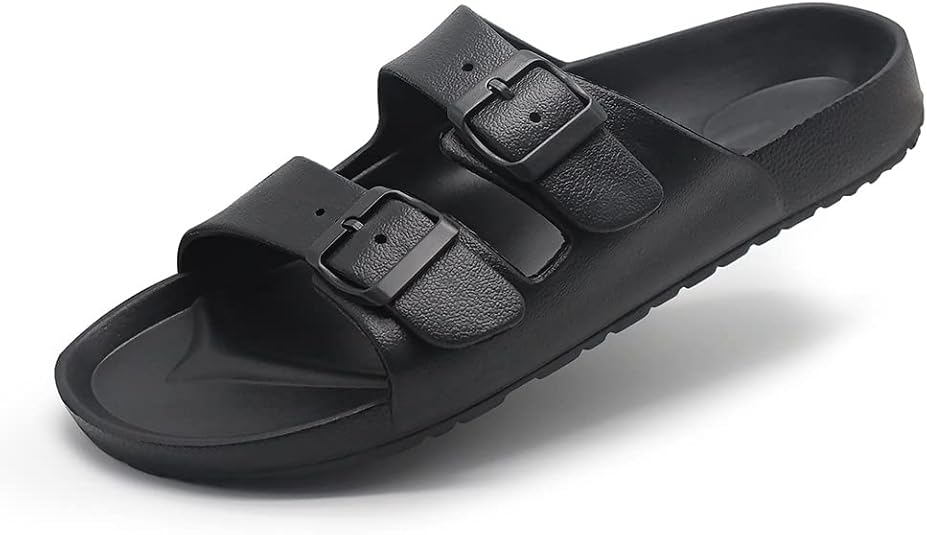 BEMGNAR Men’s Lightweight Comfort Slides Double Buckle Slip-on ...