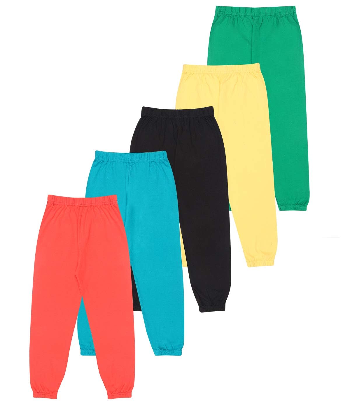 KYDA KIDS Pantalones deportivos sueltos de tiro medio 100% algodón para niño (paquete de 5)