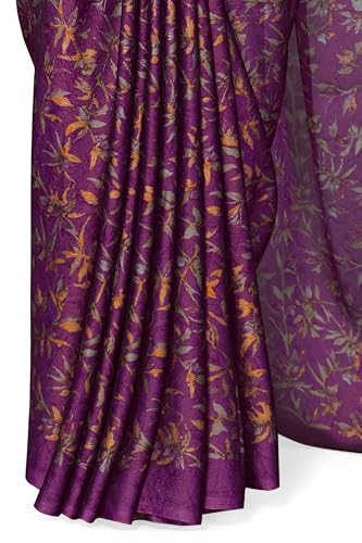 Image of MIRCHI FASHION Saree for Woman Chiffon Georgette Floral Printed | Breathable Lightweight Sari for Office Use and Farewell Ceremonies with Blouse Piece