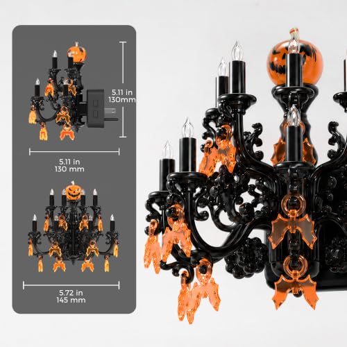Image of L LOHAS LED Halloween Night Light,Crystal Chandelier Candle Nightlight | Dusk to Dawn Sensor,Dimmable Nightlights,1600K Amber,Pumpkin Flame Vintage Home Decor,Rotatable Night Lights for Kids Bedroom