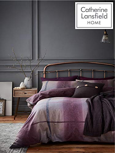 Catherine Lansfield Berwick Tweed Brushed Double Duvet Set Plum