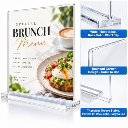 3 Pack Acrylic Sign Holder 8.5 x 11inch, Vertical Display Sign Stand - Image 5