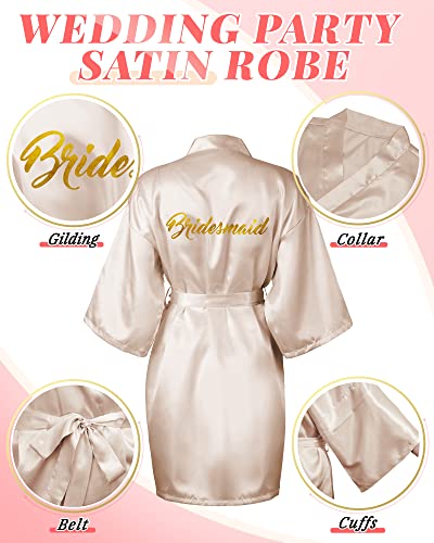 Jecery 12 Pcs Bridal Party Robes Bridesmaid Kimono Robe with Gold Glitter Satin Robe for Bridal Shower Bachelorette Wedding2