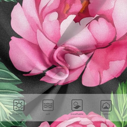 Pink Peony Floral Green Leaves Black Cute Panties Girl Toddler Girls Underwear Cotton Fancy Briefs Girls Undies 2t3