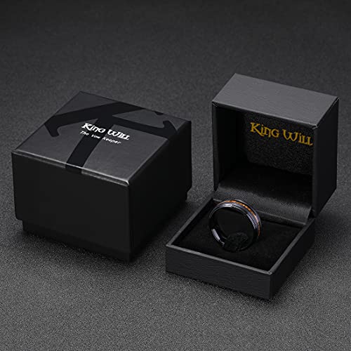 Image of King Will Nature Koa Wood Inlay Tungsten Carbide Wedding Ring 8mm Silver /Black /Gold /Green /Rose Gold /Blue Wedding Band for Men High Polished Anniversary Rings Comfort Fit Size 6-15