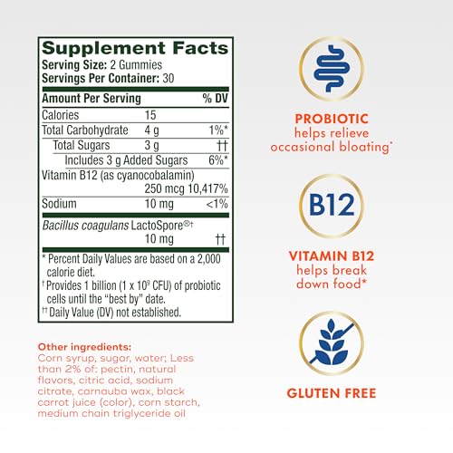 Align Probiotic, Bloating Relief + Food Digestion, Probiotics for Women and Men, Probiotic Helps Soothe Occasional Bloating*, With Vitamin B12 to Help Break Down Food into Cellular Energy*,60 Gummies - image 7