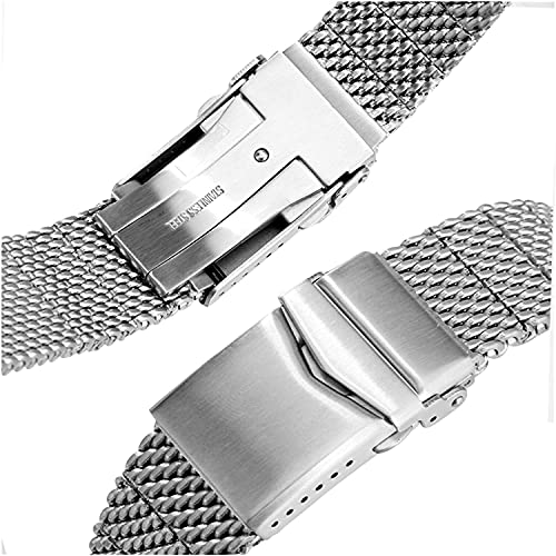 Sangle à extrémité en acier inoxydable 22 mm, finition argent et noir