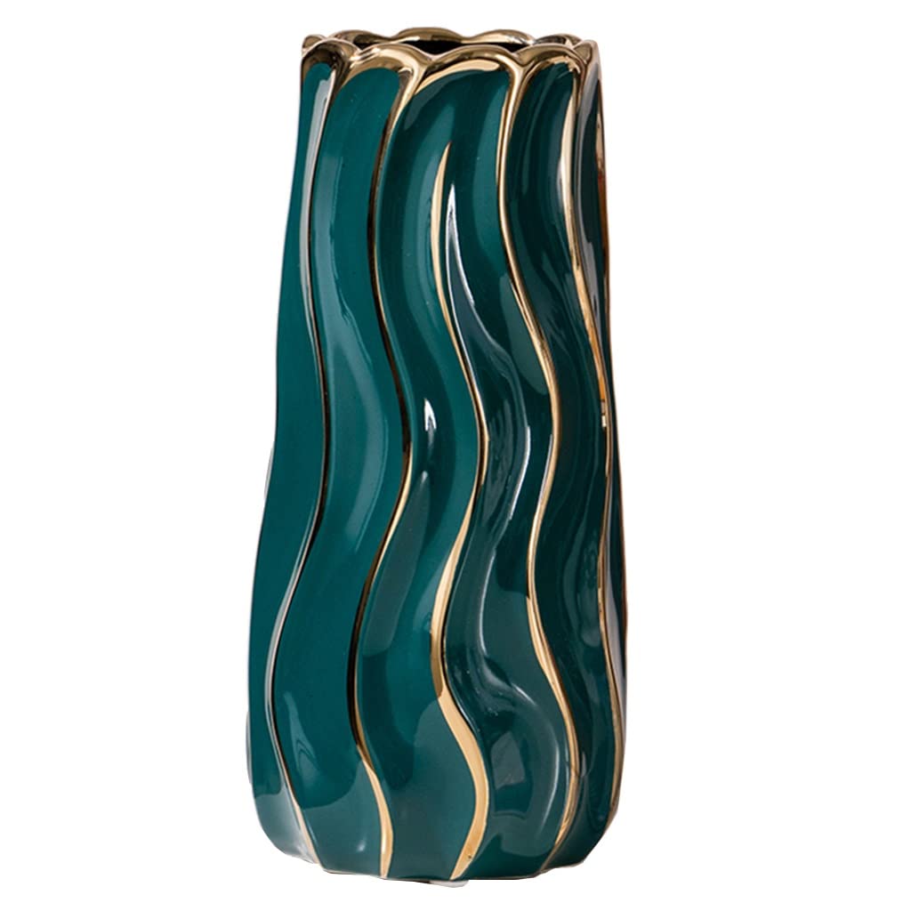 Ceramic vase， Minimalist Wave Pattern Table Vase