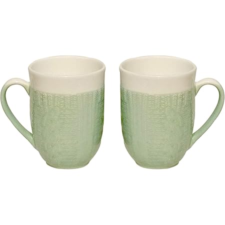 Buy Upc Colored Embossed Milk Mug Big Size Cup 300 Ml Capacity Sweater Pattern Made Of Fine Bone China Light Translucent Tableware Kitchenware Homeware Set Of 2 Cups Green Color Online At Low Prices In