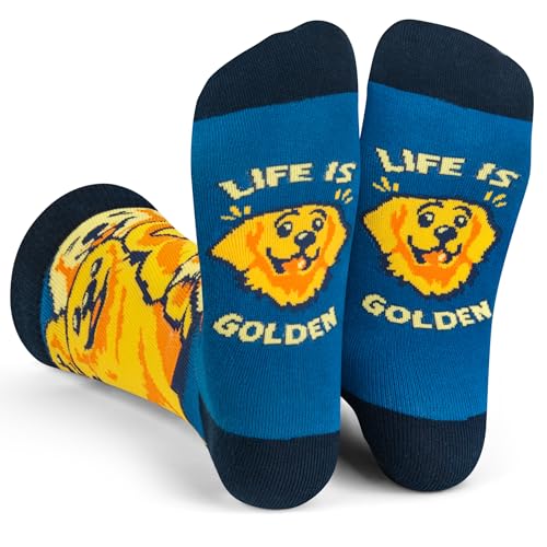 Lavley Life Is Golden Socks for Golden Retreiver Owners - Funny Gift for Dog Lovers - Unisex for Men & Women One Size