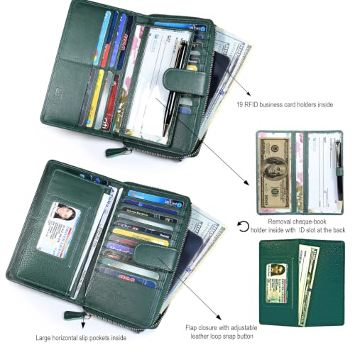 Image of Big Fat RFID Blocking Leather Organizer Checkbook Wallets For Women - Clutch