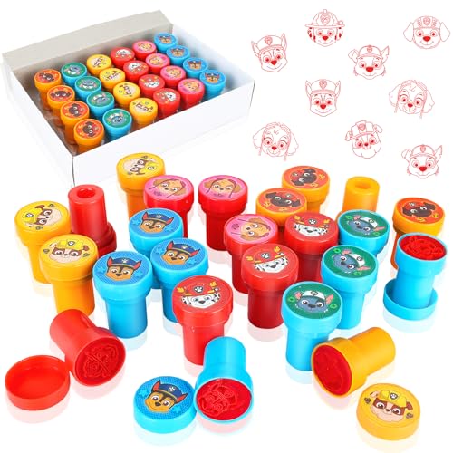 Sinwind Conjunto de selos para crianças, 24 peças padrão canina conjunto de selos para crianças, selos de brinquedo, patrulha canina presentes de festa para crianças