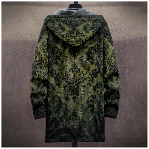 MARSVOVO Cardigans for Men Western Fleece Jacket Warm Fleece Fall Winter Casual Zipper Hooded Neck Coat with Pockets2