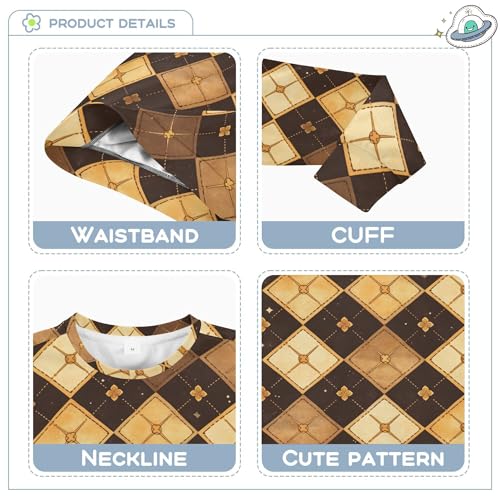 JUNZAN Yellow Brown Plaid Kids Girls Hooded Sweatshirt Long Sleeve Kids Pullover Hoodie Camping 4T3