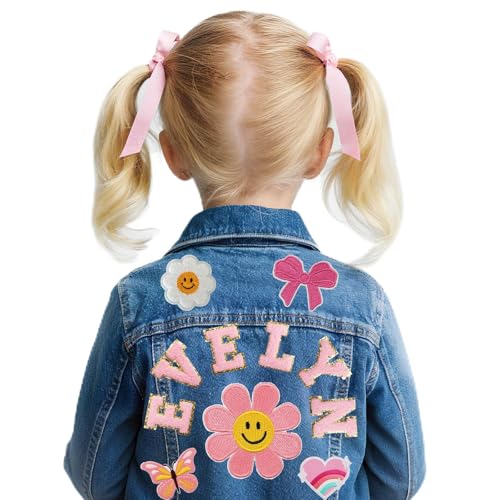Personalized Jean Jacket with Names, Custom Denim jacket for girls and boys,Back to school clothes, Custom Long Sleeve Jean Jacket,1-8 Year Old Birthday Christmas Gifts