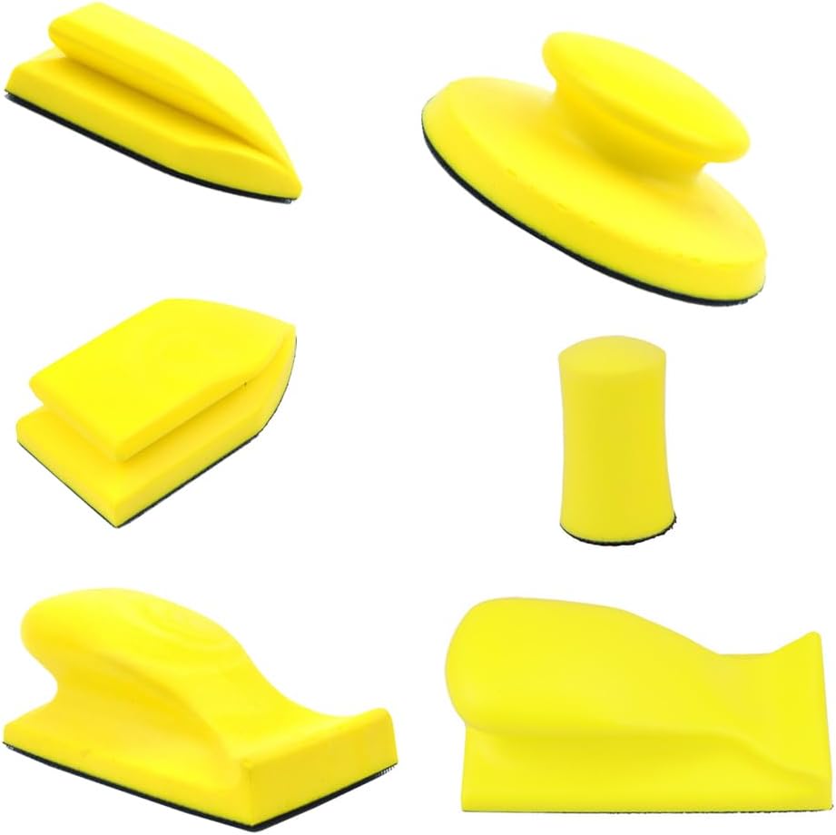 Reusable Hand Sander Block, Yellow Foam Manual Sanding Block Dust, for Sanding or Polishing DIY Projects Home Crafts (Model A)