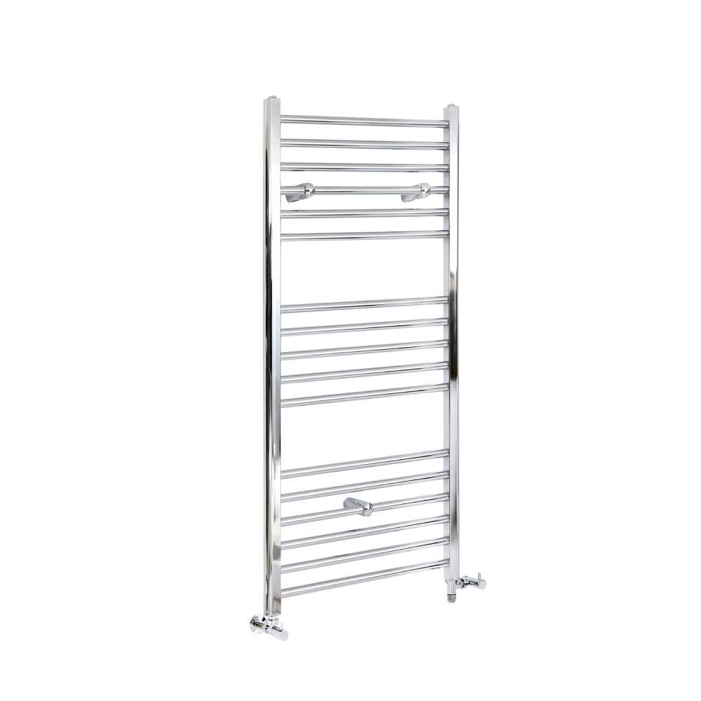 Milano Grey/Chrome Kent - Dual Fuel Straight Heated Towel Rail 1200Mm X 500Mm