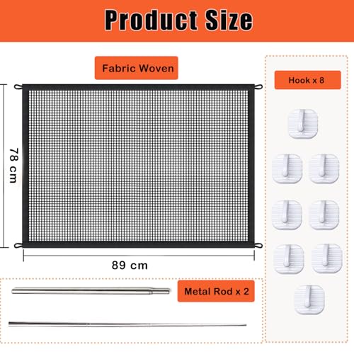 Stair Gates for Dogs Portable 89x78cm Puppy Gates Indoor No Drilling Mesh Baby Gate for The House Doorway Pet Safety Gate - Image 2