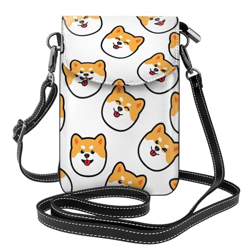 Portefeuille en cuir PU Shiba Inu et petit sac bandoulière chic