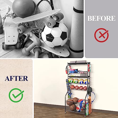 Image of Mythinglogic Rolling Sports Equipment Organizer for Garage Gear and Toys