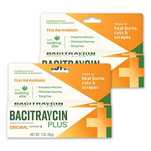 Bacitraycin Plus First Aid Antibiotic Ointment, Wound Healing Ointment for Minor Cuts, Scrapes and...