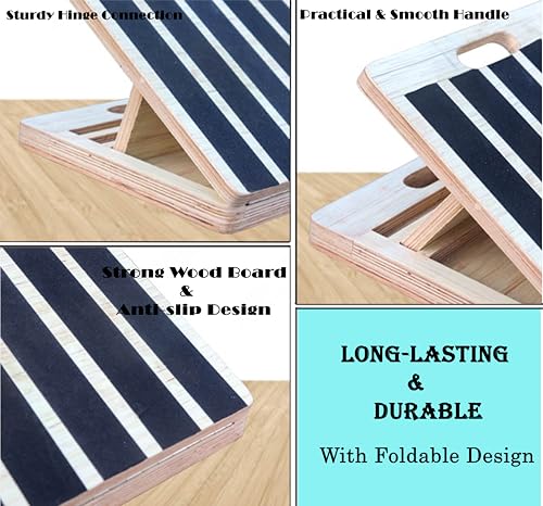 Image of Homecute Wooden Slant Board, Calf Stretch Adjustable Incline Board Portable Non-slip stretching Board, 3 positions Workout Board for Pain Relief from Plantar Fasciitis Tendinitis and More.