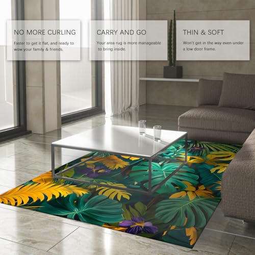 Tapis salon monstera antidérapant pour éviter les glissades