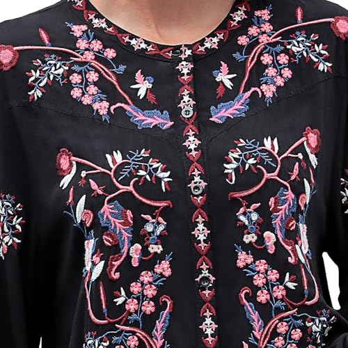 Womens Long Sleeve Shirts Fall Tops Embroidered Blouses Casual Loose Peasant Tunic Mexican Trendy Clothes3