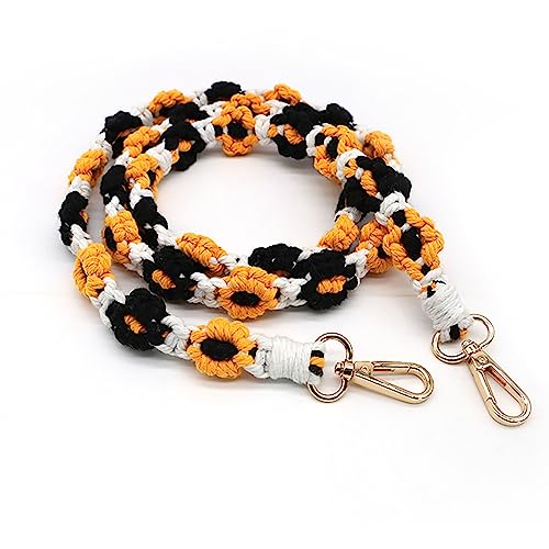 Image of Handmade Woven Cotton Rope Flower Shoulder Strap Bag Strap Purse Strap Crossbody Replacement Strap