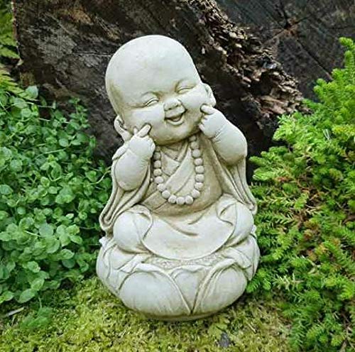 Happy Monk Stone Statue | Buddha Oriental Garden Outdoor Decoration Ornament
