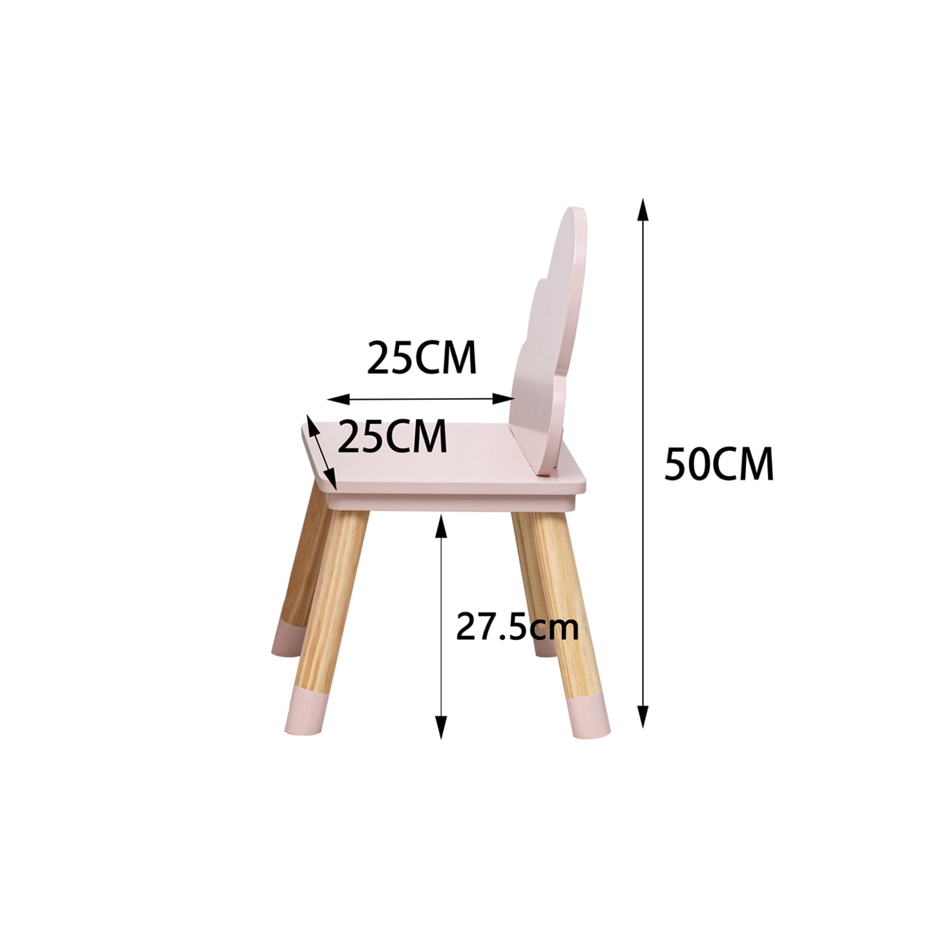 Rebecca Mobili Juego de 2 sillas para niños, sillas robustas, MDF pino, rosa marrón, para dormitorio, respaldo en forma de nube – Medidas (alto x ancho x profundidad): 50 x 25 x 25 cm – Art. RE7015