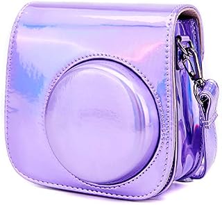 Camera Case for Fujifilm Instax Mini 9 Mini 8 Mini 8+ Instant Camera, Annle PU Leather Protective Case with Removable Strap (Bright Purple)
