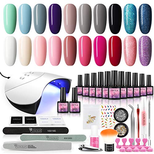 Gel Polish Kit with UV Light -20 Colors Nail Gel Starter Kit Home Manicure Tool Rhinestone Nail Art Decorations