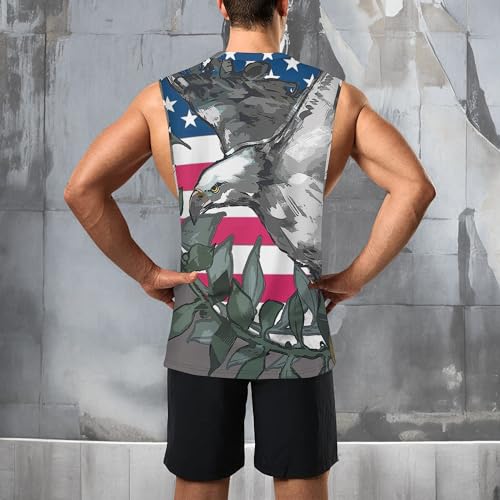 Image of Zhyaj Summer Tanks Top for Men Flag Graphic Print Sleeveless Shirts Casual Working Out Vest T-Shirts Loose-Fit Men's Tank