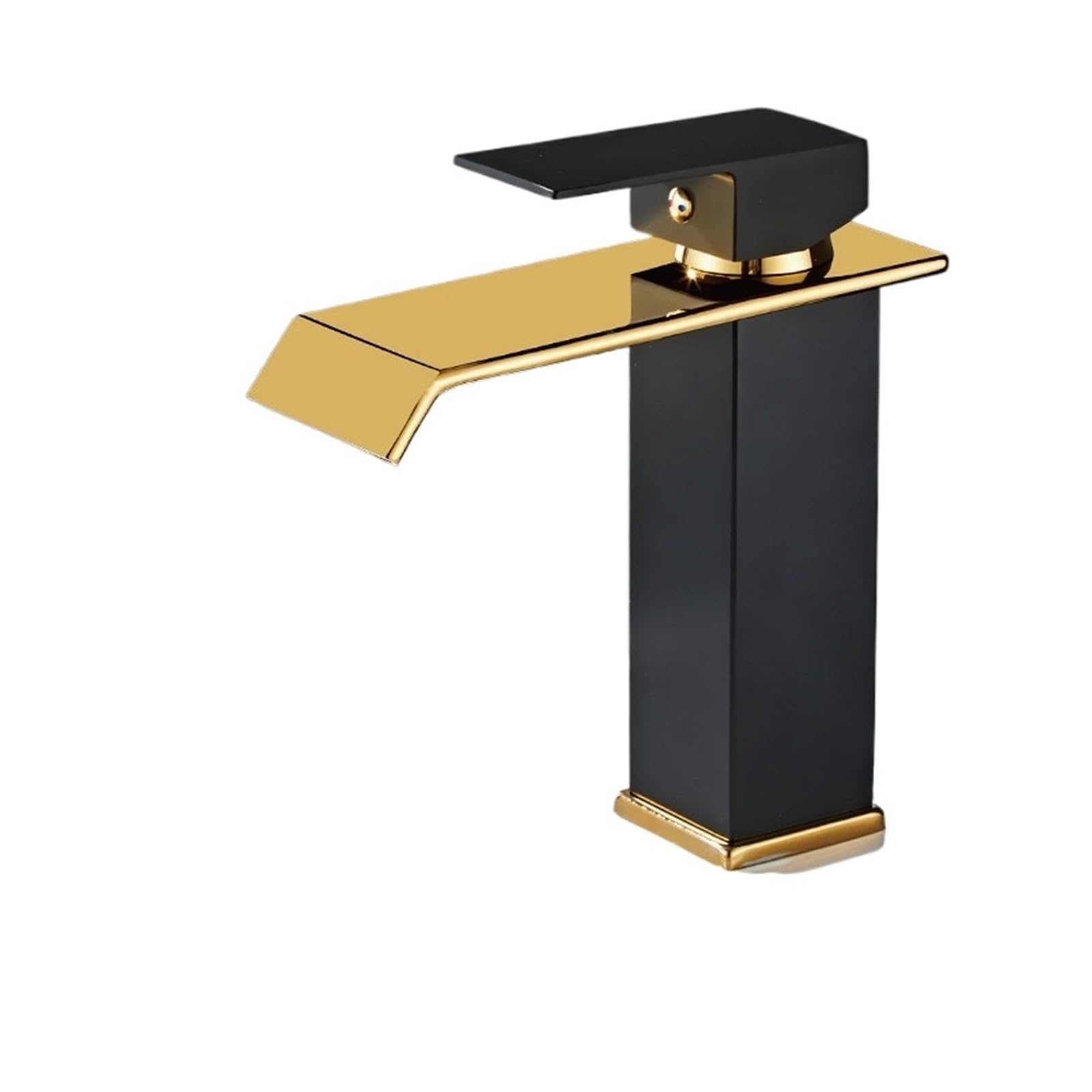 CZYWKDDPP Kitchen Tap, Waterfall Basin Faucet, Gold and Black Brass Bathroom Faucet Deck Mounted Washbasin Taps(Black Short)