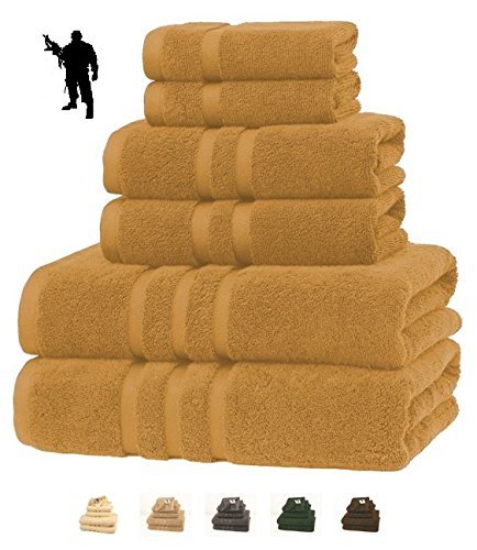 Veteran Textile LLC- 6 Pieces - Turkish Cotton - Luxury Towel Set for Bathroom & Kitchen, 2 Bath Towels, 2 Hand Towels & 2 WashCloths *Valued $79.99*