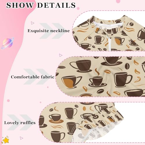 ALAZA Funny Coffee Bean Girls One Piece Swimsuit Long Sleeve Rash Guard Swimsuits UV 50+ Swimwear Zipper4