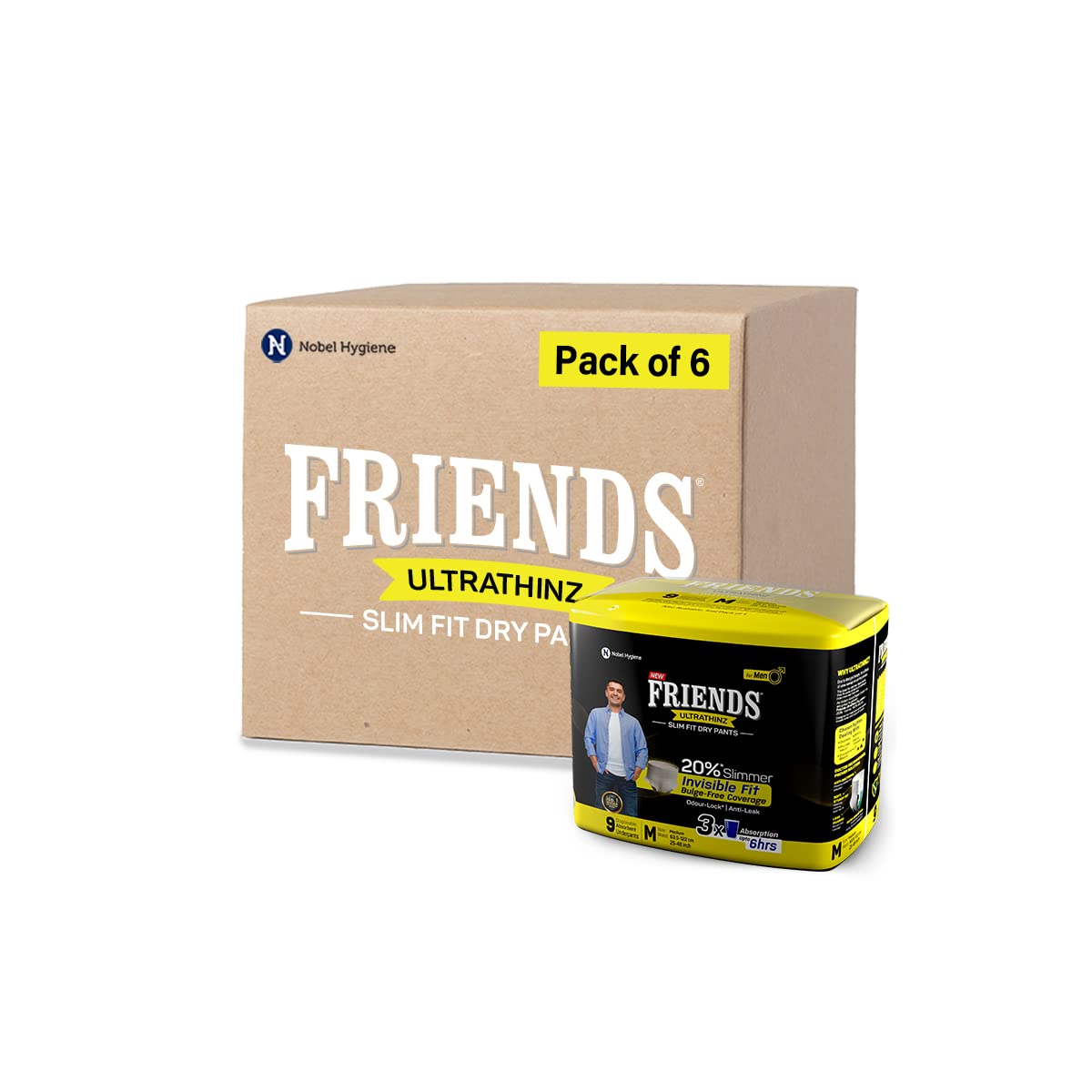 Friends UltraThins Slim Fit Adult Diapers (Dry Pants) for Men - Medium – 54 Count - with thin design, grey colour, and anti-rash - Waist Size 25-48 Inch ;6 3.5-122 cm (B0C3RKYSZ5) Amazon Price History, Amazon Price Tracker
