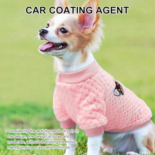 Pull-Overs Chaud en Polaire pour Petit Chien,Manteau d'hiver Vêtement Doux et Pelucheux pour Harnais Laisse Chiot Chien/Chat Veste Temps Froid Chihuahua Pull,Rose L – Image 5