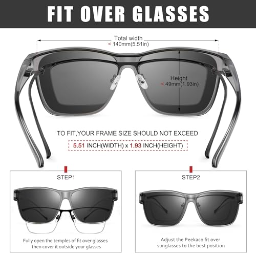 Image of Polarized Sunglasses Fit Over Glasses for Women Men, Oversized Square Sun Glasses UV400 Protection