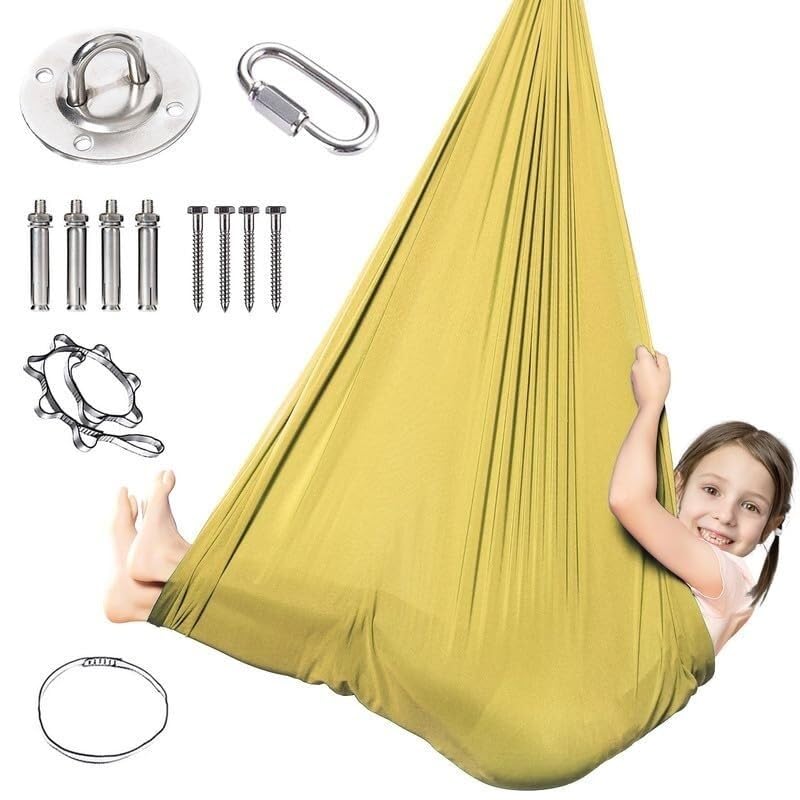 Aerial Yoga Hammock Swing Indoor outdoor Relaxation Calming Toy (Gold)